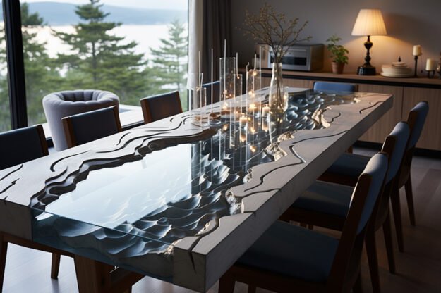 Natural Stone and Wood Table