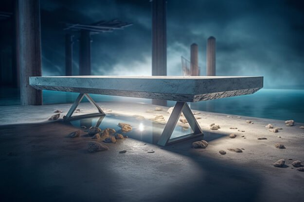 Natural Stone and Wood Table