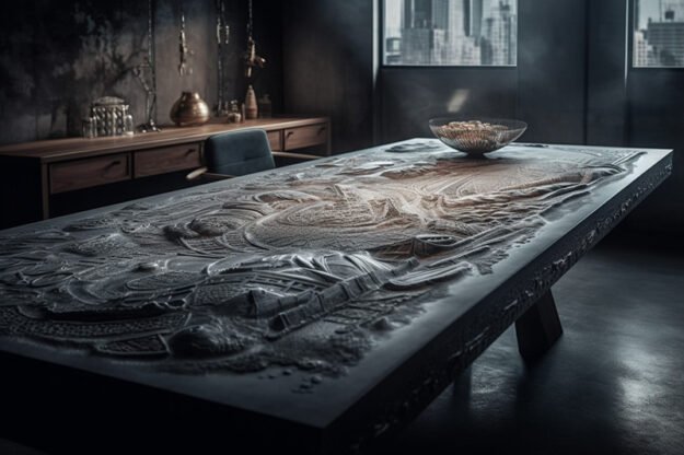 Natural Stone and Wood Table