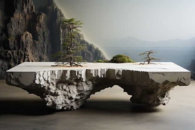 Natural Stone and Wood Table