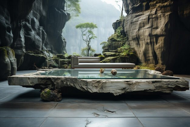 Natural Stone and Wood Table: Elevate Your Space with Timeless Elegance