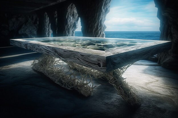 Natural Stone and Wood Table