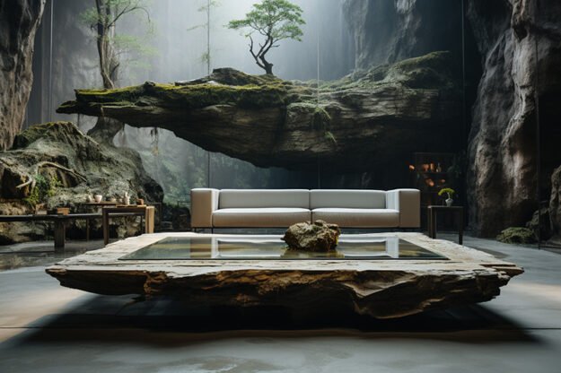 Natural Stone and Wood Table: Elevate Your Living Space!