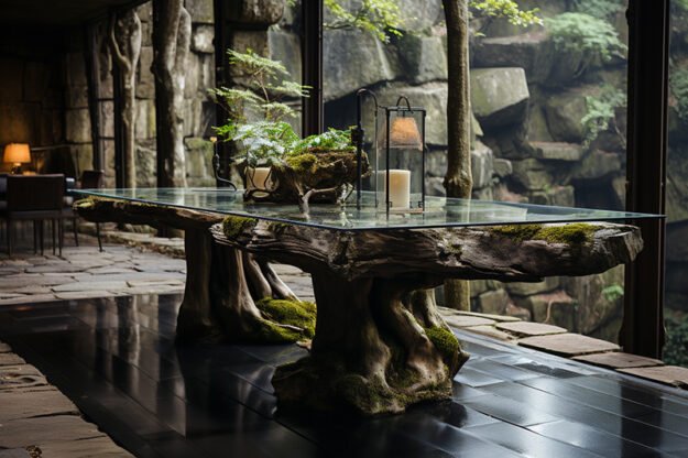 Natural Stone and Wood Table: Elevate Your Space with Timeless Elegance