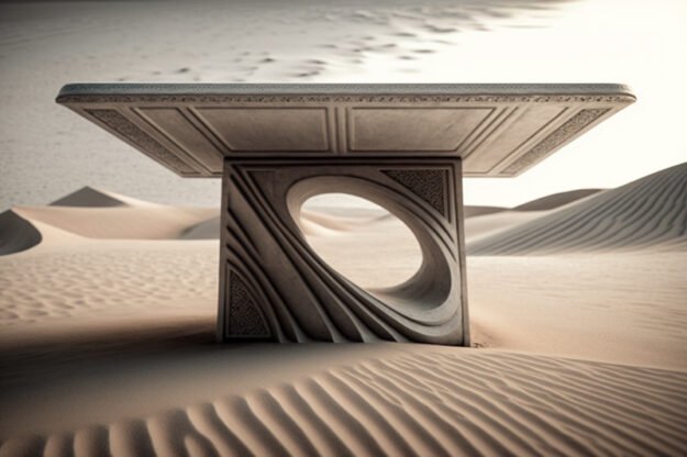 Natural Stone and Wood Table