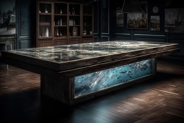 Natural Stone and Wood Table