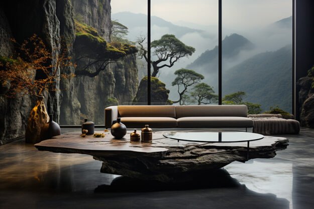 Natural Stone and Wood Table: Elevate Your Space with Timeless Elegance