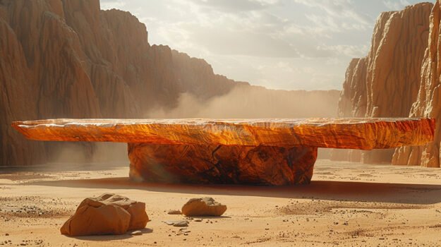 Natural Stone and Wood Table
