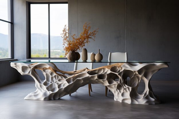 Natural Stone and Wood Table