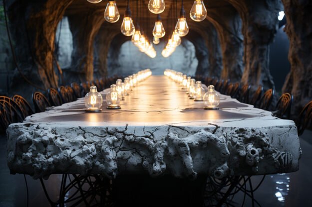 Natural Stone and Wood Table