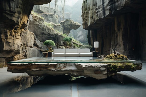 Natural Stone and Wood Table: Elevate Your Space with Timeless Elegance