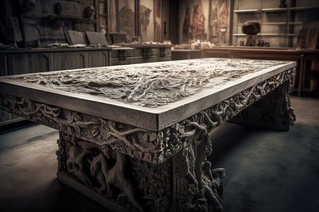 Natural Stone and Wood Table