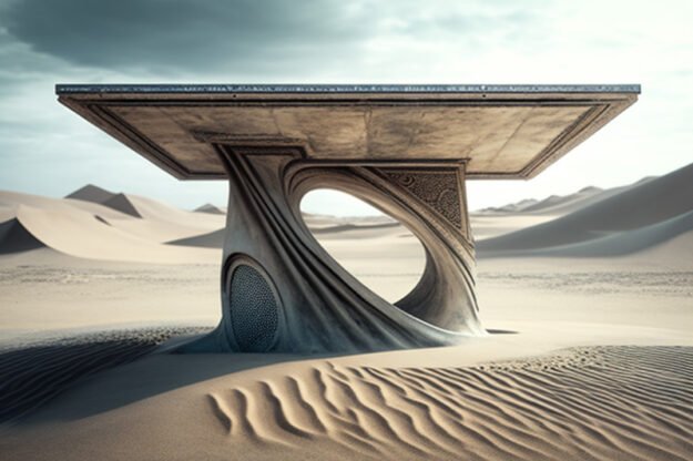 Natural Stone and Wood Table