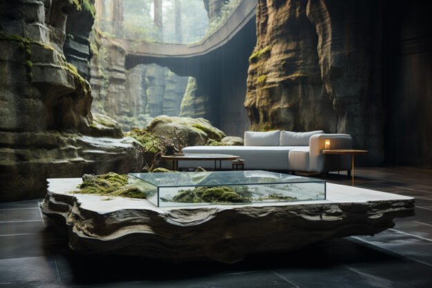Natural Stone and Wood Table: Elevate Your Space with Timeless Elegance