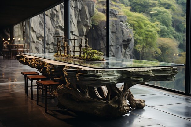 Natural Stone and Wood Table: Elevate Your Space in Style