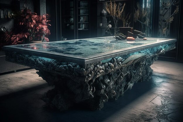 Natural Stone and Wood Table