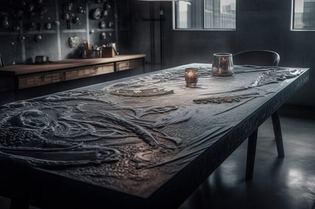 Natural Stone and Wood Table