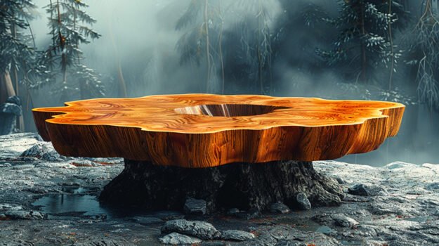 Unique Kitchen Table Crafted from Natural Wood
