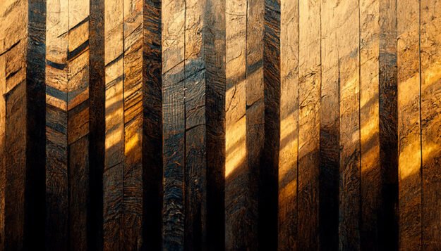 Burned Wood with Gold