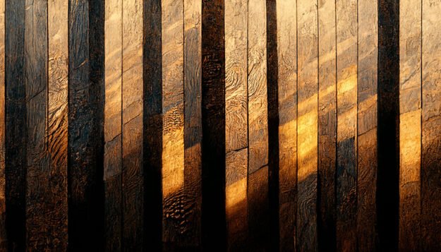 Burned Wood with Gold