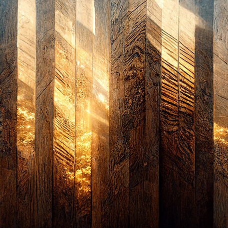 Burned Wood with Gold