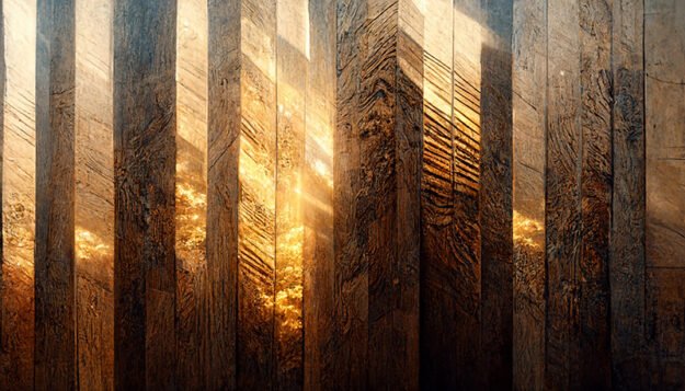 Burned Wood with Gold