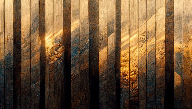 Burned Wood with Gold