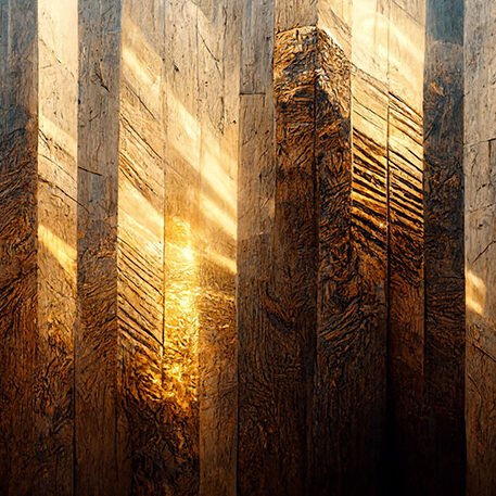 Burned Wood with Gold