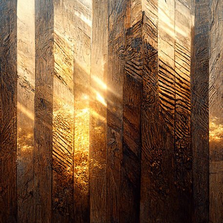 Burned Wood with Gold