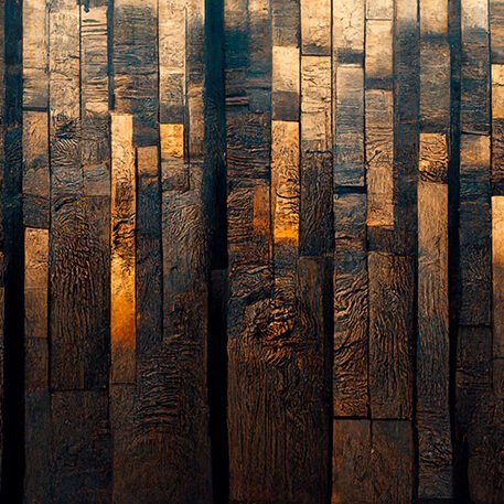 Burned Wood with Gold