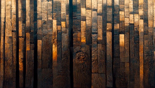 Burned Wood with Gold